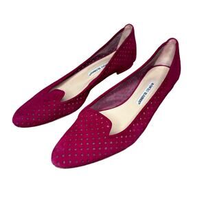 Manolo Blahnik Sharifac suede perforated loafers